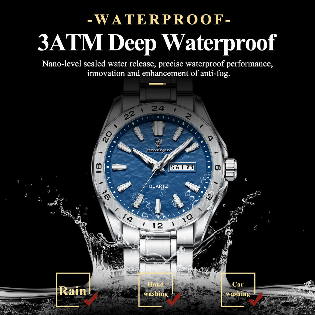 POEDAGAR Sport Luxury Man Wristwatch High Quality Waterproof Luminous Watch For Men Fashion Date Week Quartz Men's Watches Reloj - Sun Studio