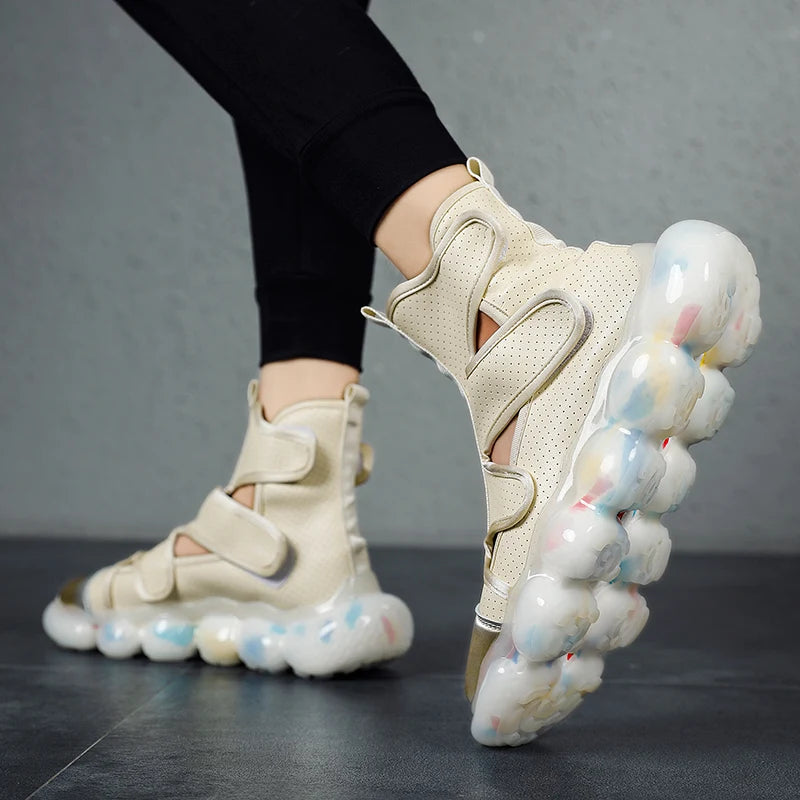 2023 Spring New Men's Casual Shoes Fashion Solid Color Shoes Outdoor Outsoles Breathable Light Comfortable High Top Man Sneakers - Sun Studio