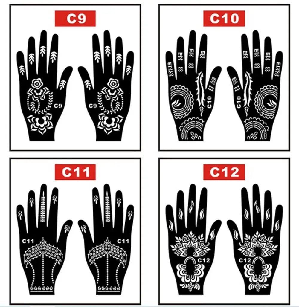 NEW Black Lace Transfer henna Hand Arm Tattoo Henna Stickers Art Temporary Tattoo DIY Painting Body Art Template Tattoo Stencils - Sun Studio