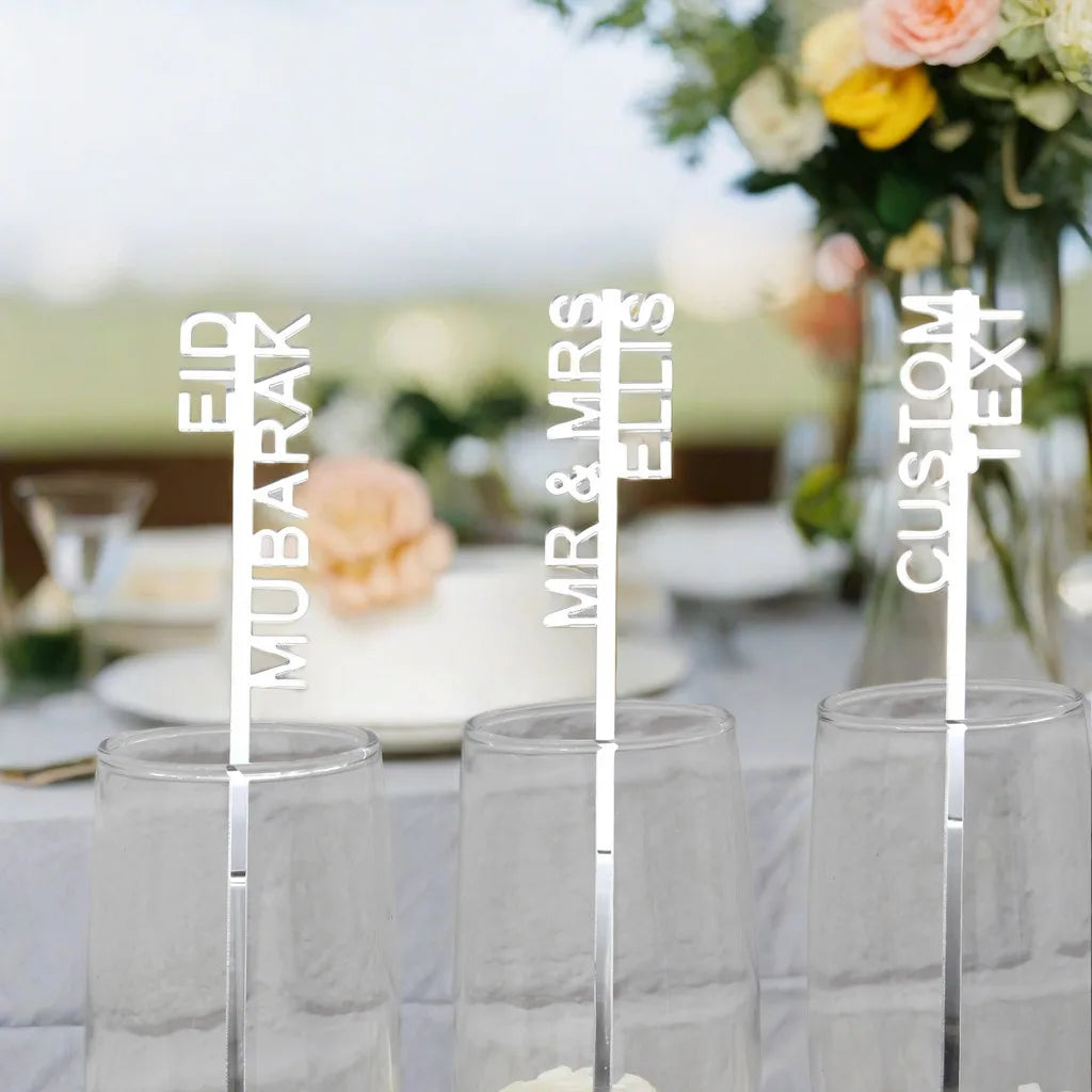 10-120pcs Personalized Acrylic Stirrers Custom Laser Cut Drink Stirrers Drinks Wedding Stirrers Cocktail Toppers - Sun Studio