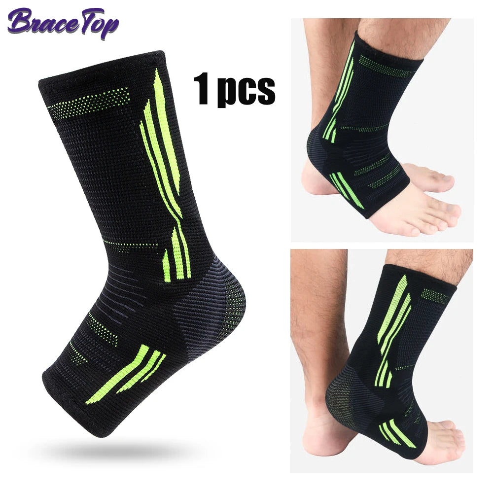 BraceTop 1 PC Compression Sports Ankle Brace with Silicone Padded Protect Heel Ankle Support Basketball Football Ankle Protector - Sun Studio
