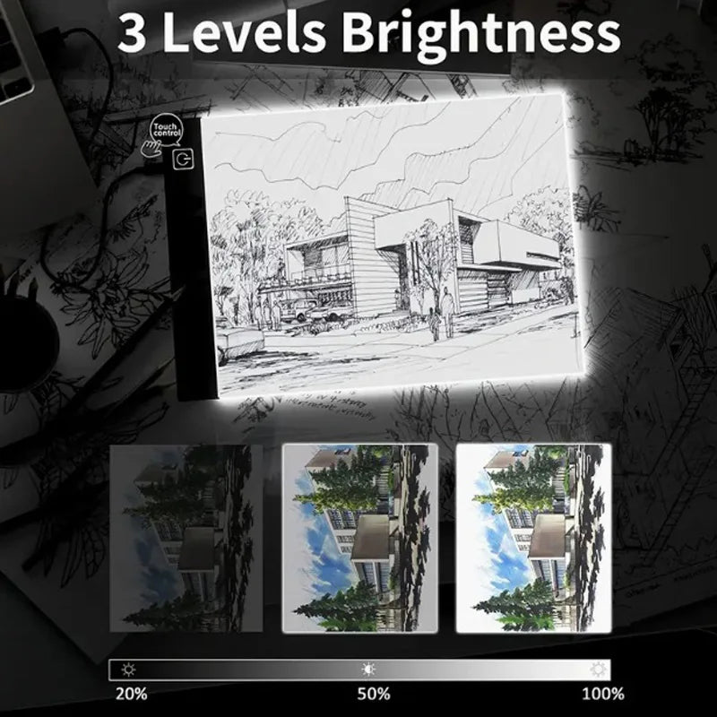 Led Drawing Copy Pad 3 Level Dimmable Board Table Animation Painting Educational Toys Gift Adjustable Light Notepad For Children - Sun Studio