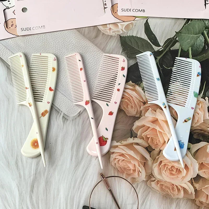 2pcs Cute Kids Hair Comb Set Anti-static Strawberry Comb for Girls Portable Hairdressing Comb - Sun Studio