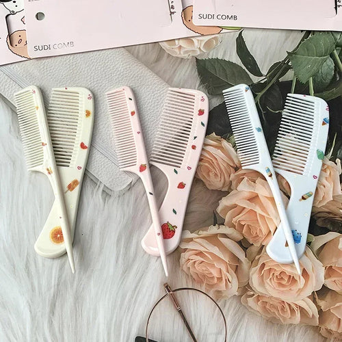 2pcs Cute Kids Hair Comb Set Anti-static Strawberry Comb for Girls Portable Hairdressing Comb - Sun Studio