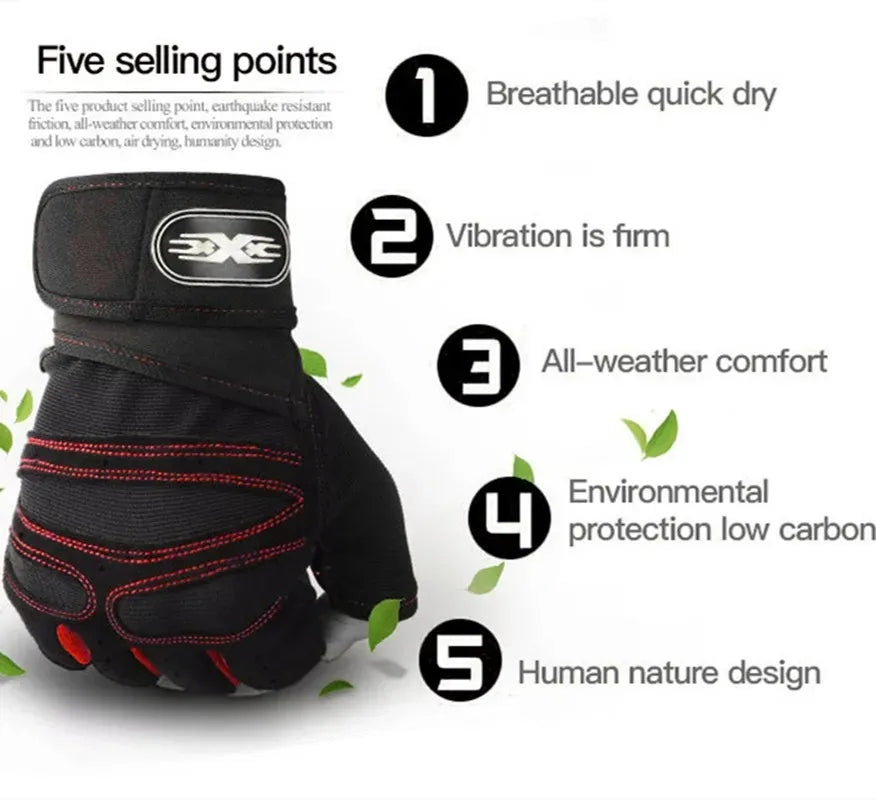 Gym Gloves for Men Women Fitness Weight Lifting Wristband Gloves Body Building Training Sports Exercise Cycling Glove Shockproof - Sun Studio