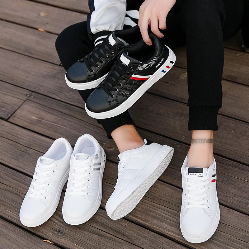 2024 Mens Casual Sneakers New Fashion Lace-up White Shoes Student Comfort Sports Plus Size Vulcanized Shoes Zapatillas De Hombre - Sun Studio