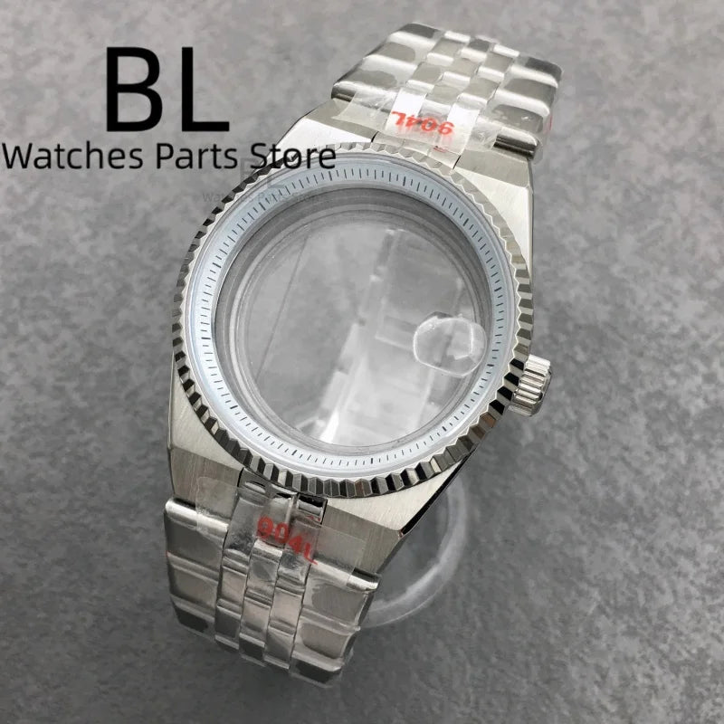 BLIGER 36mm40mm High Quality Silver BLand-DwelweMen's Watch Case For NH35 Movement Watch Parts Sapphire Glass 10BAR Watches Box - Sun Studio