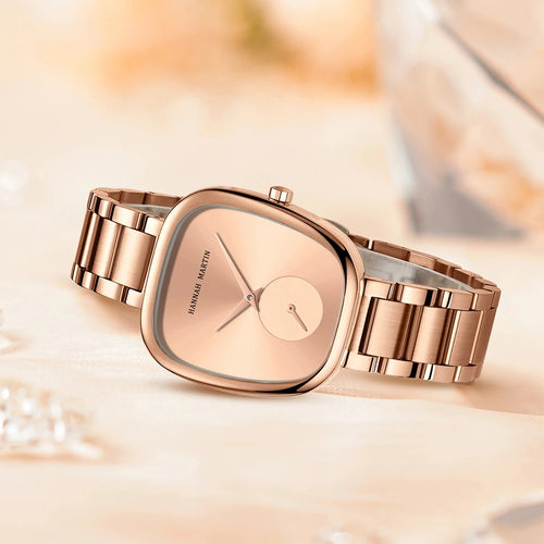 2025 New Women Quartz Wristwatch 34mm Wine Barrel Rose Gold Black Stopwatch Fashionable Minimalist Style Oval Watches for Women - Sun Studio