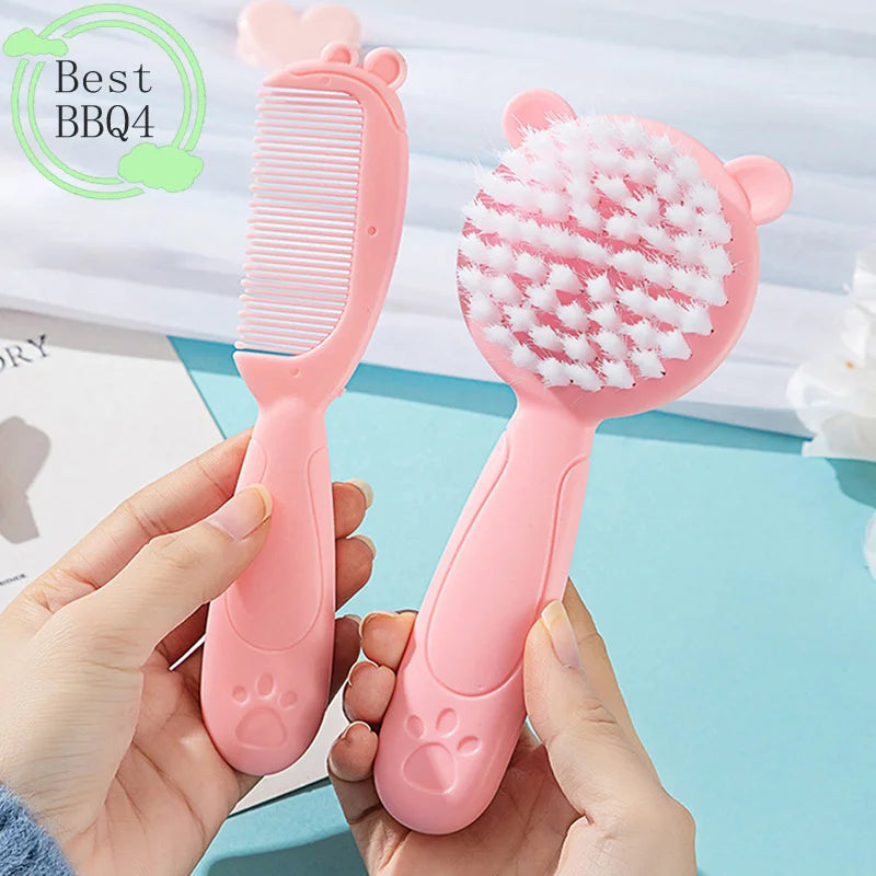 (BBQ4)2Pcs/Set Cute Kids Baby Small Hair Brush and Comb Set for Newborns & Toddlers Baby Brush Soft Bristles Baby Hair Care Gift - Sun Studio