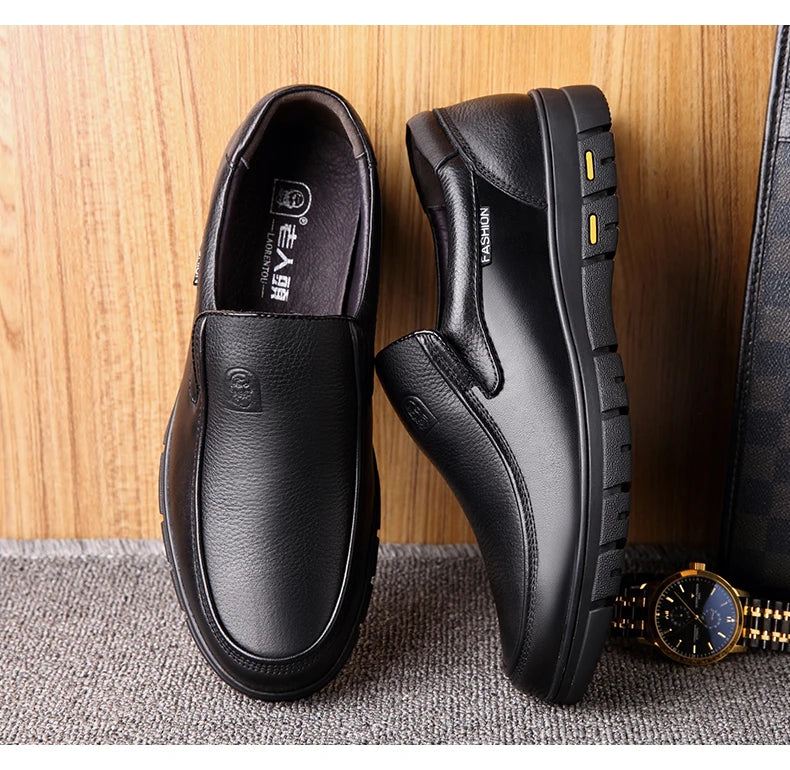 LAORENTOU genuine leather thick soled casual leather shoes for middle-aged and elderly fathers, oversized business shoes 66736 - Sun Studio