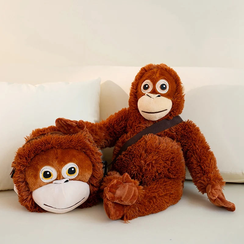 Cartoon Punch Monkey Plush Doll Brown Chimpanze Mom And Black Monkey Baby Together Animal Stuffed Doll Home Decor Gift For Kids - Sun Studio