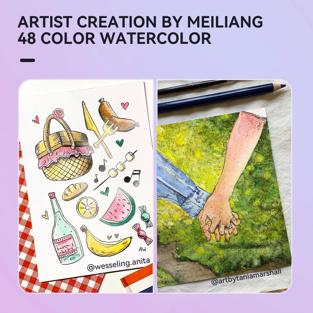 MeiLiang Watercolor Paint Set, 36/48 Vivid Colors in Pocket Box with Metal Ring and Brush, Perfect for Students, Beginners - Sun Studio