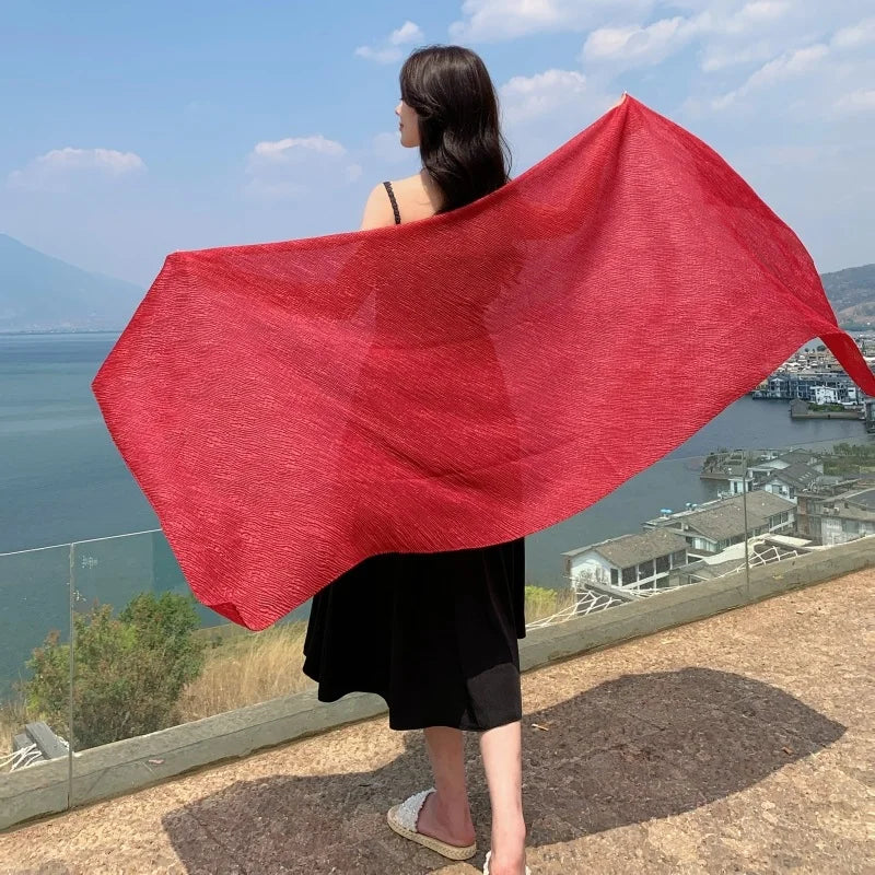 NEW 9Pure Colors Wrinkles 70x170cm Travel Beach Scarve Bikini Shawl Sarong Wrap Scarf Women Brazilian Swimsuit Bathing Cover-ups - Sun Studio