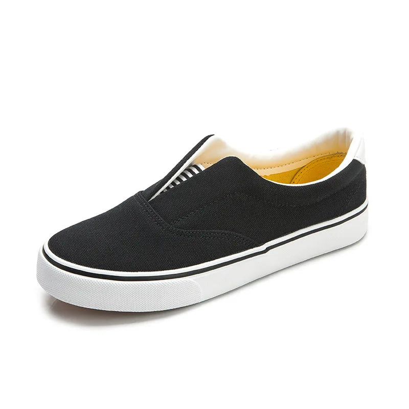 Men's Non-slip Skateboard Shoes Breathable Canvas Shoes Men's Casual Cloth Shoes Solid Color Flat Comfortable White Sneakers - Sun Studio