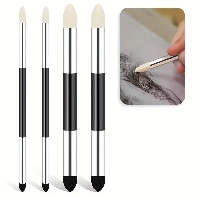 Artist Blending Sponge Pen, 2/4/6 Pcs Double Headed Reusable Rubbing Sponge Sketch Pen Brush Drawing Art Blenders for Sketching - Sun Studio