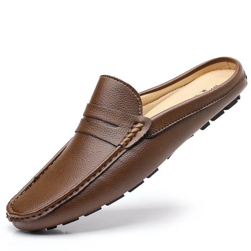 YRZL Loafers Summer Slip on Half Shoes for Men PU Leather Slippers Casual Breathable Comfy Loafers Moccasins Casual Shoes Men