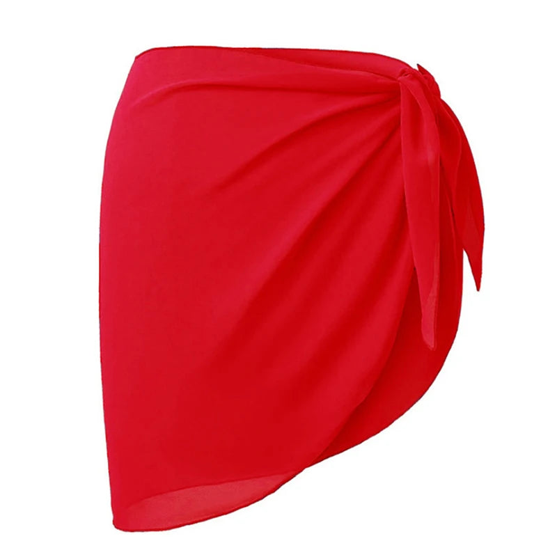 Women Short Sarongs Swimsuit Summer Coverups Beach Bikini Wrap Sheer Short Ladies Skirt Chiffon Scarf Cover Ups For Swimwear - Sun Studio