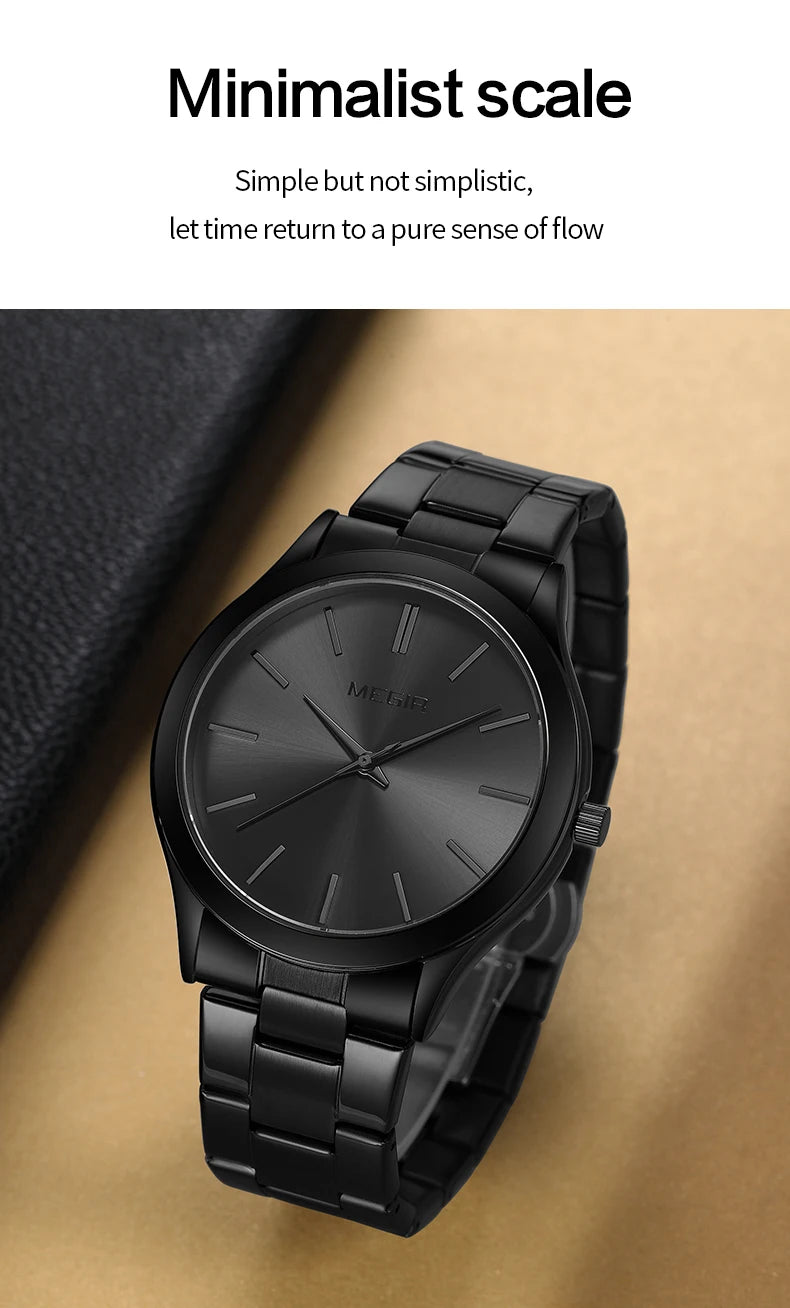 MEGIR Business Luxury Men's Watches Stainless Steel Luminous Waterproof Man Wristwatch Fashion Casual Men Quartz Watch Reloj - Sun Studio