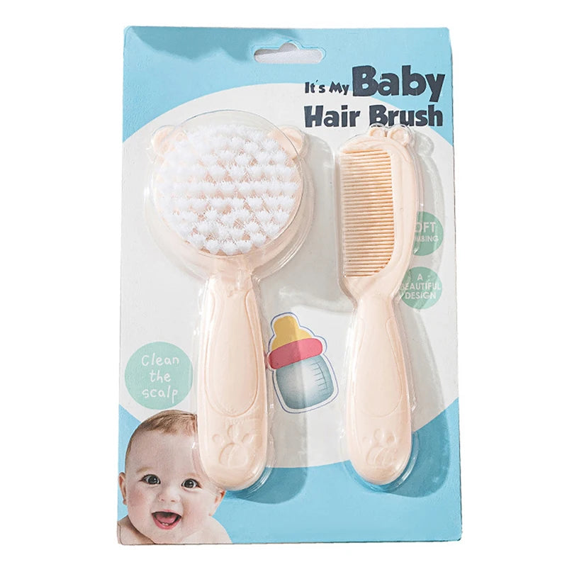 (BBQ4)2Pcs/Set Cute Kids Baby Small Hair Brush and Comb Set for Newborns & Toddlers Baby Brush Soft Bristles Baby Hair Care Gift - Sun Studio