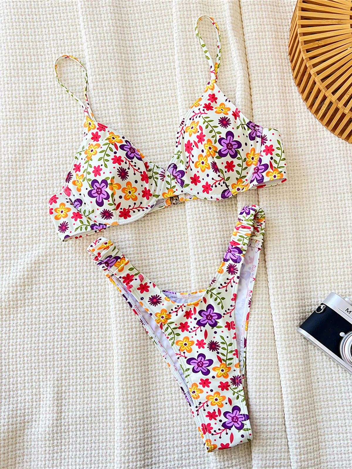 Flowers Printed Underwired Brazilian Bikini Female Swimsuit Women Swimwear Two-pieces Bikini set Bather Bathing Suit Swim K5666 - Sun Studio