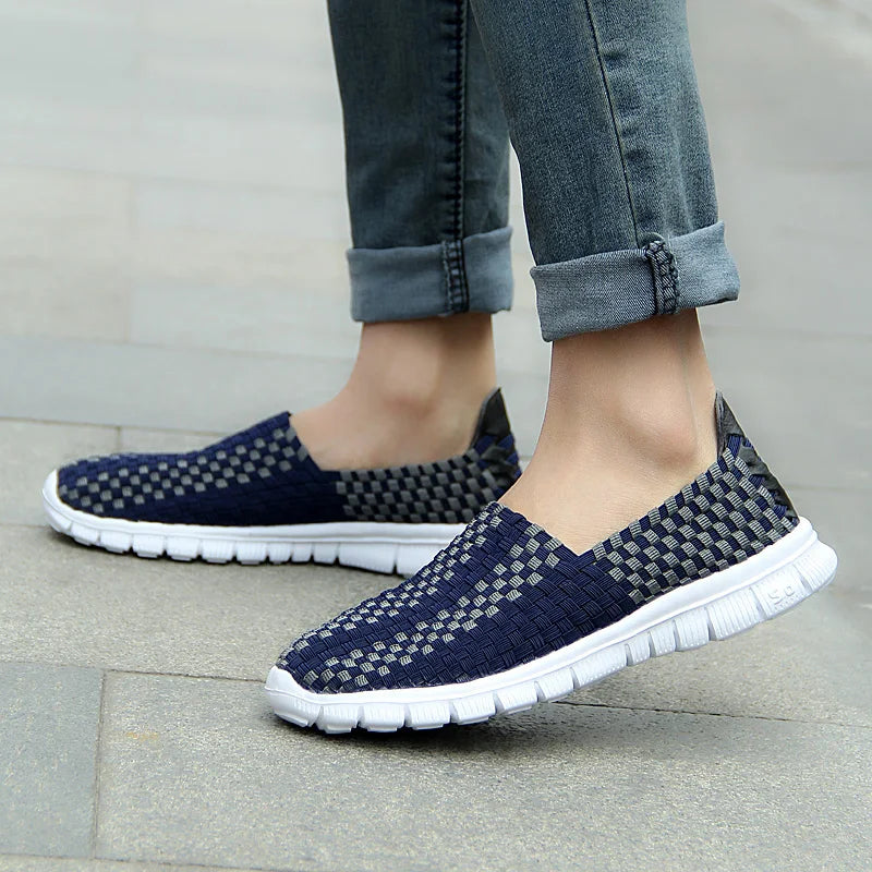 STRONGSHEN Men Shoes Summer Breathable Women Handmade Woven Shoes Couple Casual Flats Shallow Loafers Unisex Zapatos De Mujer - Sun Studio