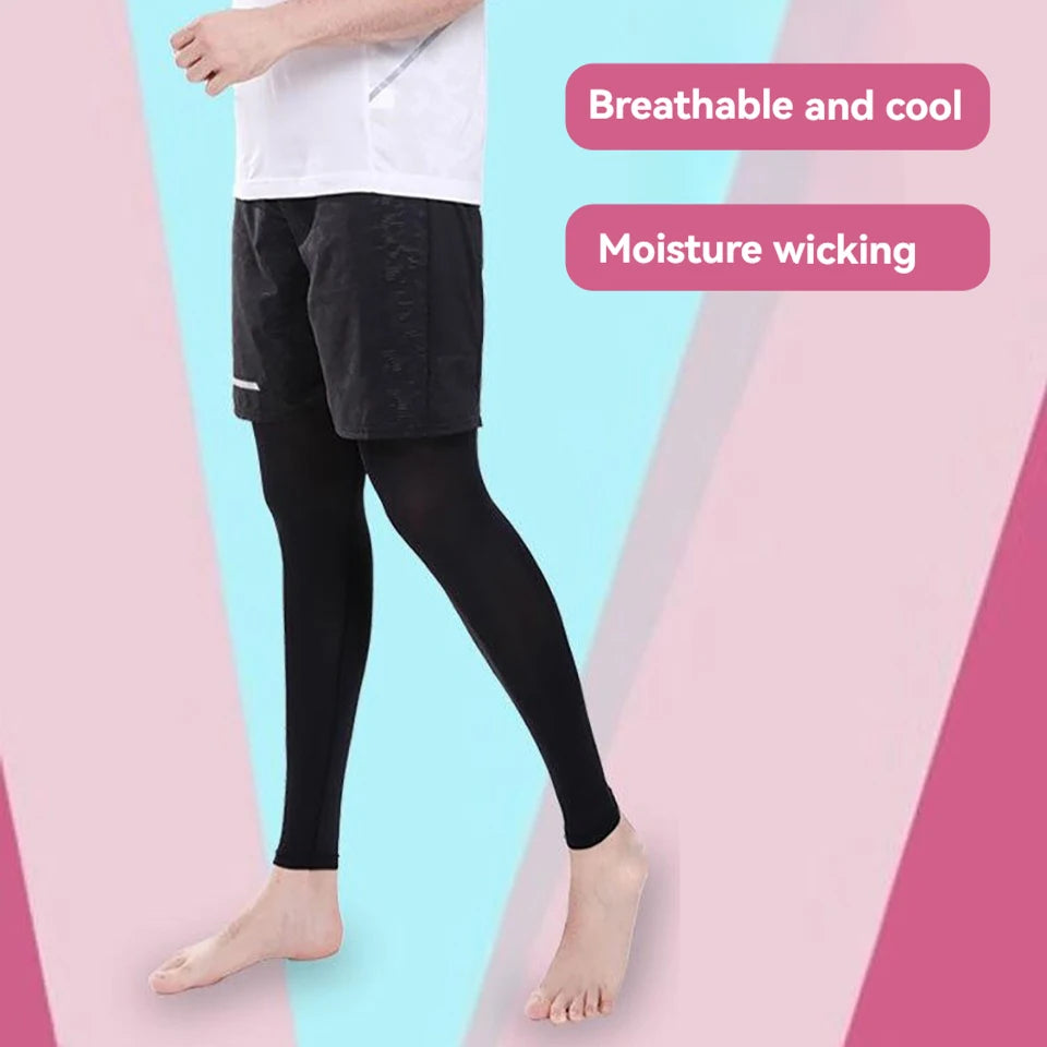 1Pair Summer Ice Thread Extended Leg Covers Thin And Breathable Knee Pads Silicone Anti-slip Sun Protection Leg Covers Cycling - Sun Studio