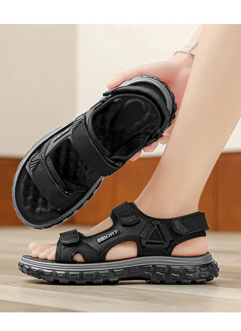 Sandals men summer fashion new style outdoor wear soft sole wear-resistant anti slip anti odor breathable dual-use beach sandals - Sun Studio