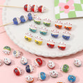 10Pcs 13X14MM Chinese Cute Animal Lucky Cat Vertical Hole Ceramic Beads For Home Decor DIY Accessories Hand-knitted Bracelet - Sun Studio