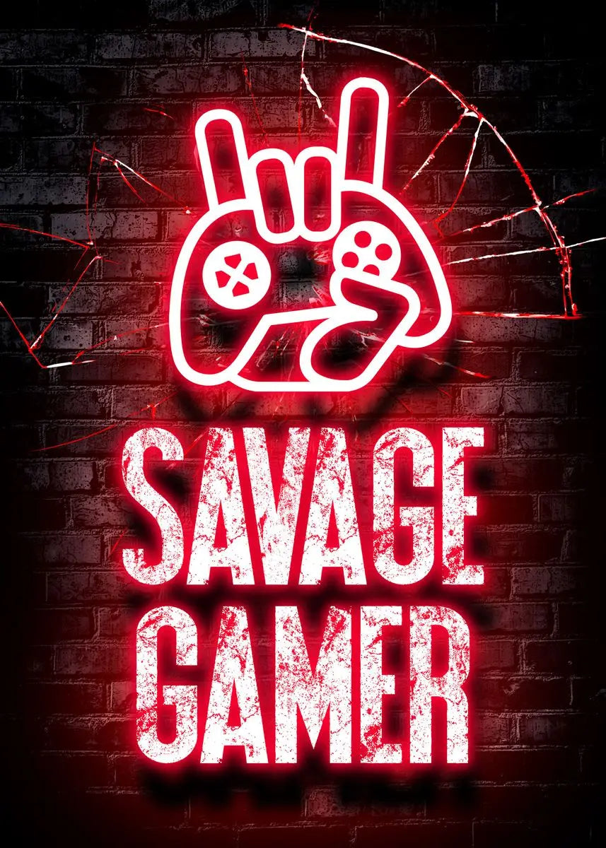 Gaming Gamer Quotes Neon Poster Vintage Gamepad Symbol Quote Canvas Painting Wall Art for Game Room Home Club Decor Mural - Sun Studio