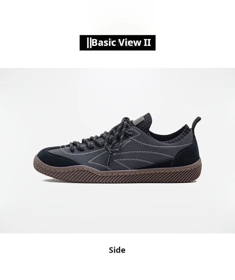 Maden Retro Black Patchwork German Trainers Shoes One-piece Knit Sock Sneakers Lace-Up Casual Men's Summer Sporty Board Shoes - Sun Studio