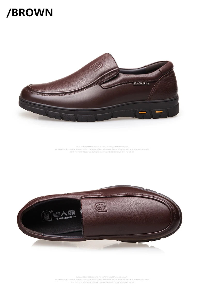 LAORENTOU genuine leather thick soled casual leather shoes for middle-aged and elderly fathers, oversized business shoes 66736 - Sun Studio