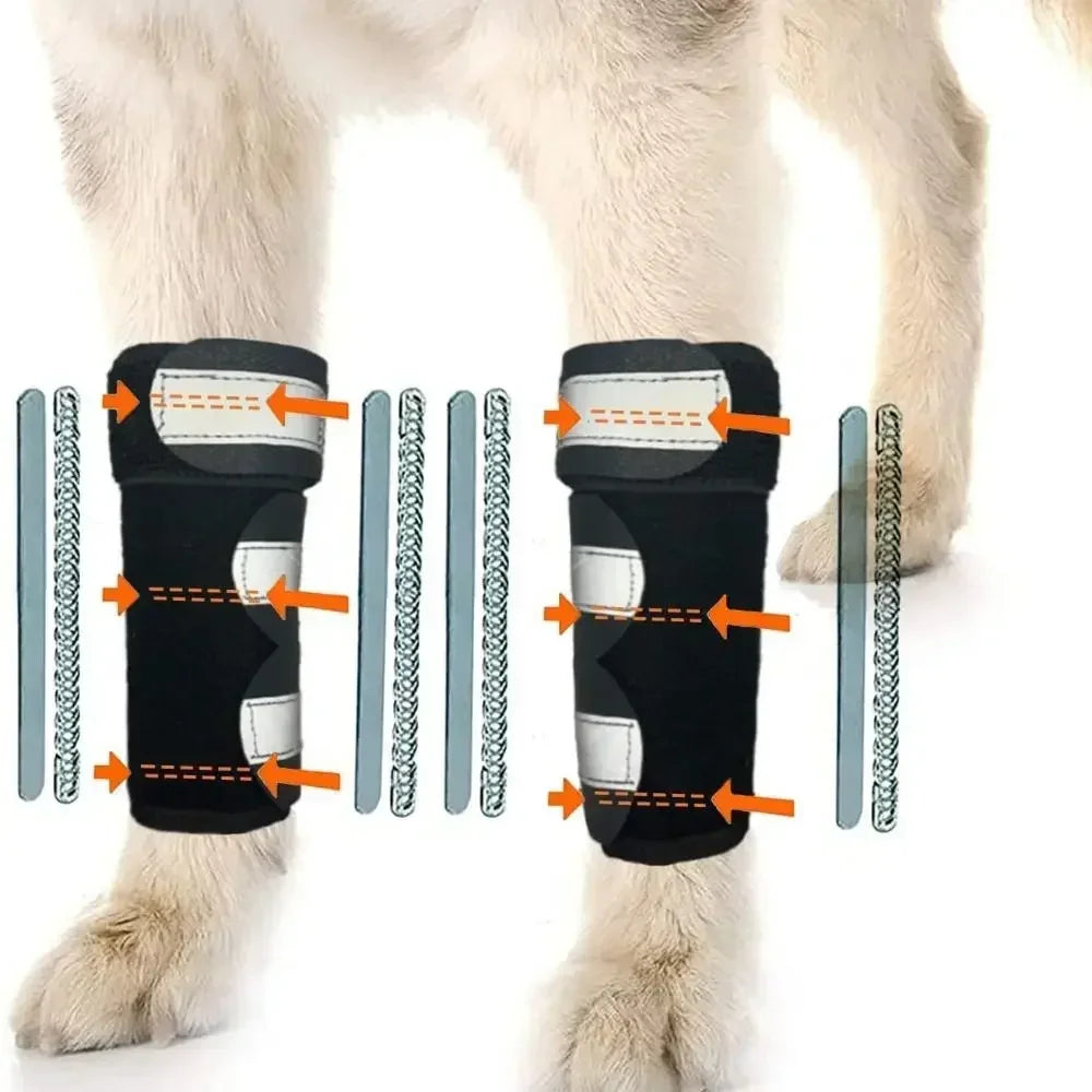 1PC Portable Metal Strips Dog Front Leg Brace Reflective Strips Adjustable Straps Knee Brace Non-Slip Breathable ACL Support - Sun Studio