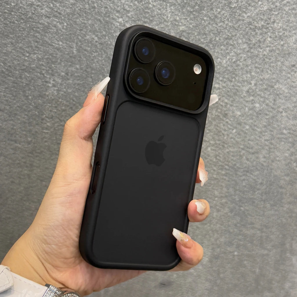 Luxury Orange Matte Transparent Phone Case For iPhone 17 Pro Max 17Pro 17 Metal Buttons Skin Feel Shockproof Protective Cover - Sun Studio