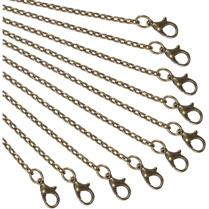 10 Strands Antique Bronze Chain, Iron Wire Chain with Lobster Clasp Chain Necklace for Pocket Watches Design Necklace - Sun Studio