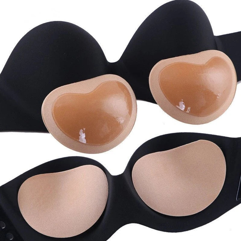Sticky Chest Pad Push Up Bra Thicker Sponge Bra Pads Breast Lift Up Enhancer Silicone Removeable Inserts Swimsuit Invisible Bra - Sun Studio