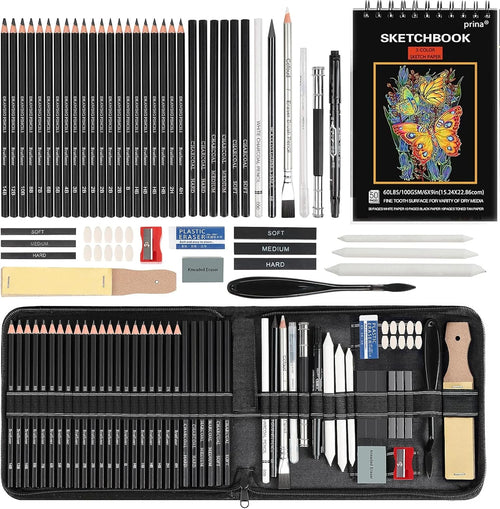 14/18/29/38/44/64 PCS Drawing Set Sketching Kit,Sketch Pencils Art Supplies with Graphite,Charcoal,Blending Tools & Accessories - Sun Studio