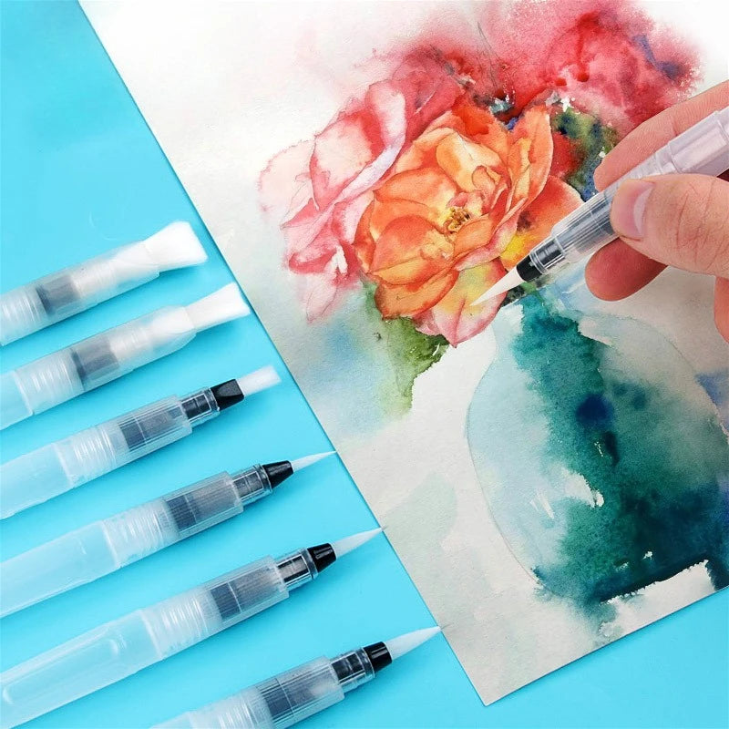 3/7pcs Watercolor Brush Set Soft Water Coloring Pen Paint Brushes For Beginner Art Drawing  Painting - Sun Studio