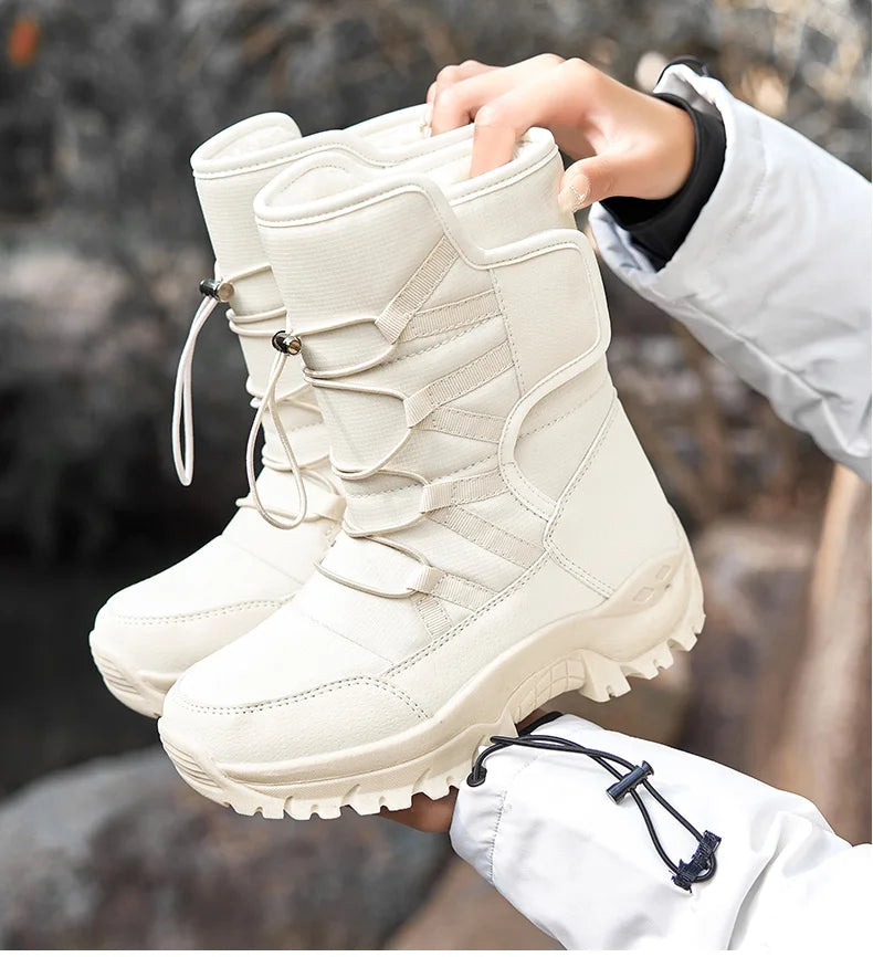 New Warm Plush Snow Boots Men Lace Up Casual High Top Men's Boots Waterproof Winter Boots Anti-Slip Ankle Boots Men's Work Boots