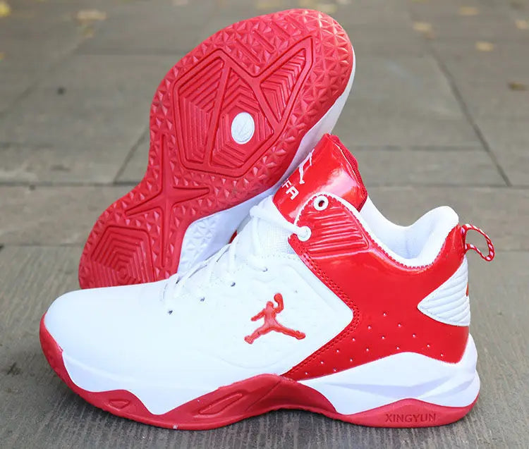 Brand Professional Men's White Red Blue Basketball Shoes Basketball Sneakers Anti-skid High-top Couple Man Basketball Boots - Sun Studio