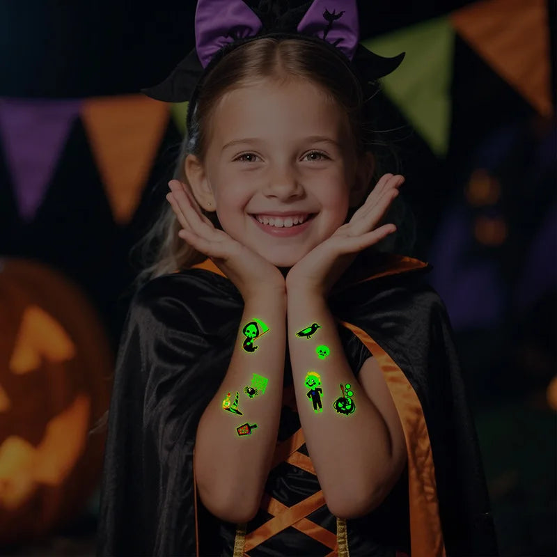 Halloween Party Tattoo Stickers Luminous Stickers Temporary Waterproof Stickers for Face Body Tattoo Boys Halloween Party Decors - Sun Studio