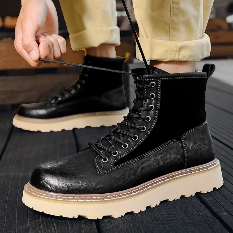 British Style Men's Interview Formal Boots High-end Business Short Boots Men's Winter Ankle Boots Trend High Top Shoes - Sun Studio