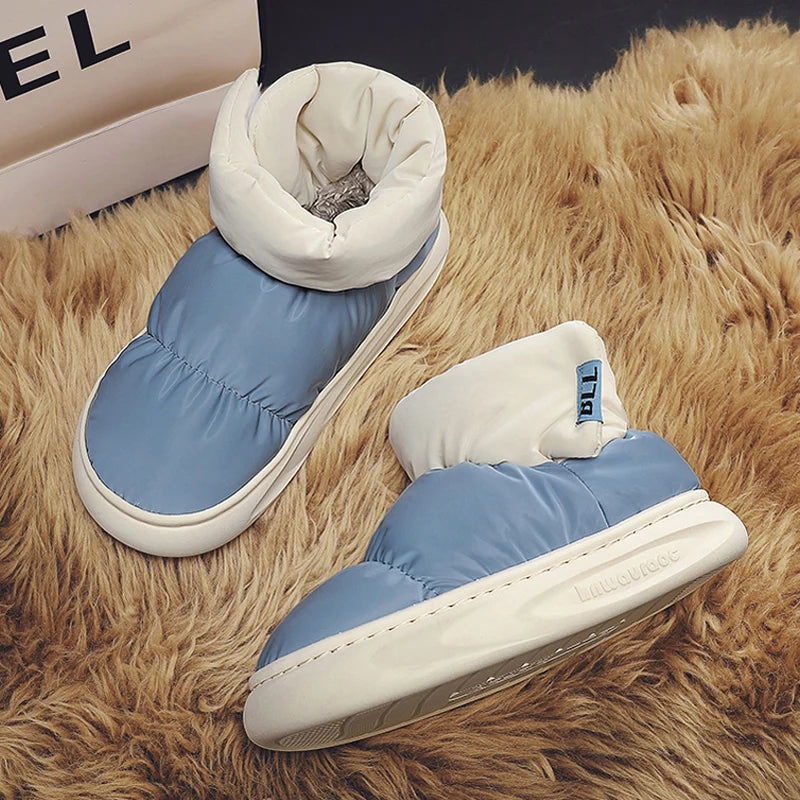 Outdoor Plush Warm Men's Snow Boots Winter Couple Cotton Shoes Down Non-Slip Waterproof Fashion Kids Shoes Slip on Soft Sneakers - Sun Studio