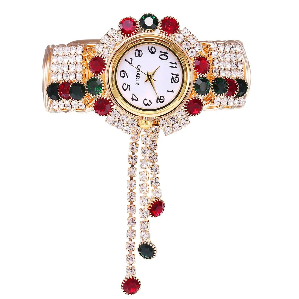 5PCS Luxury Rhinestone Women Watches Jewelry Set Fashion Adjustable Bangle Ladies Quartz Wristwatch Reloj Mujer（Without Box） - Sun Studio