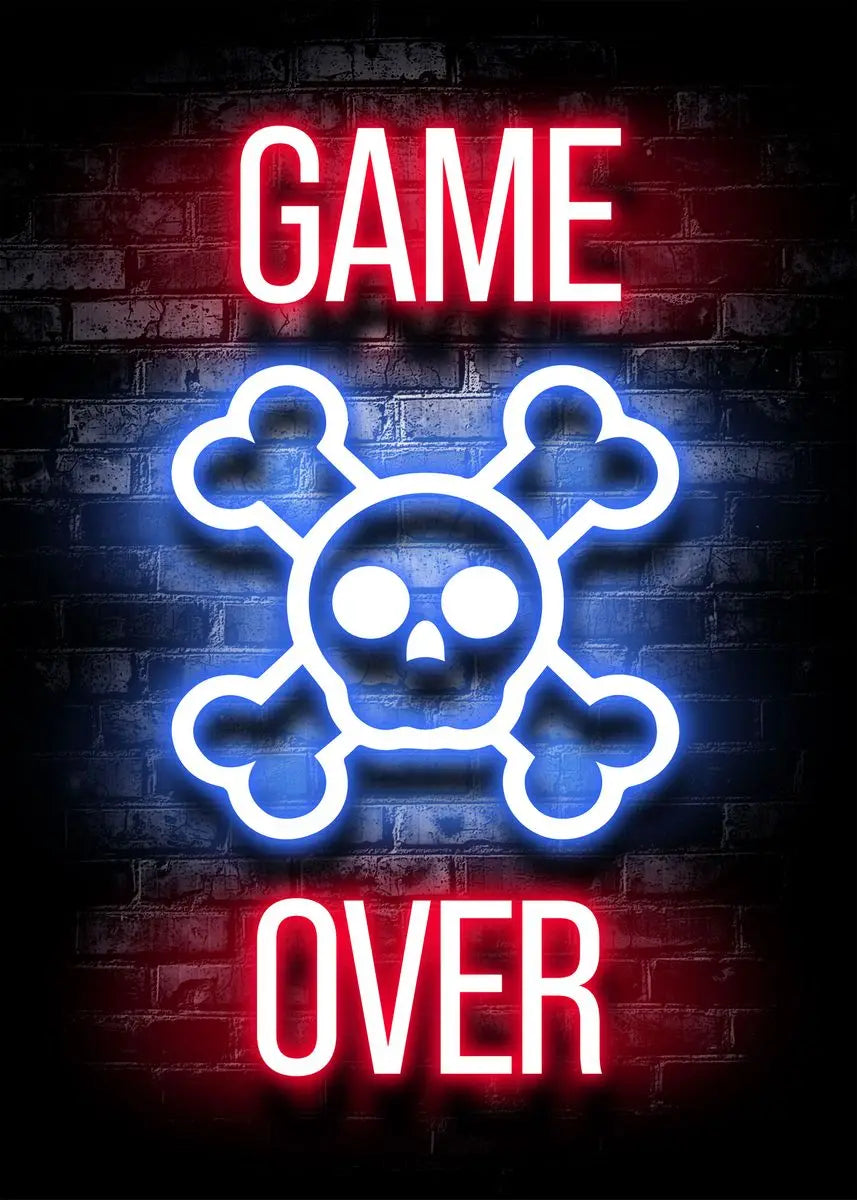 Gaming Gamer Quotes Neon Poster Vintage Gamepad Symbol Quote Canvas Painting Wall Art for Game Room Home Club Decor Mural - Sun Studio