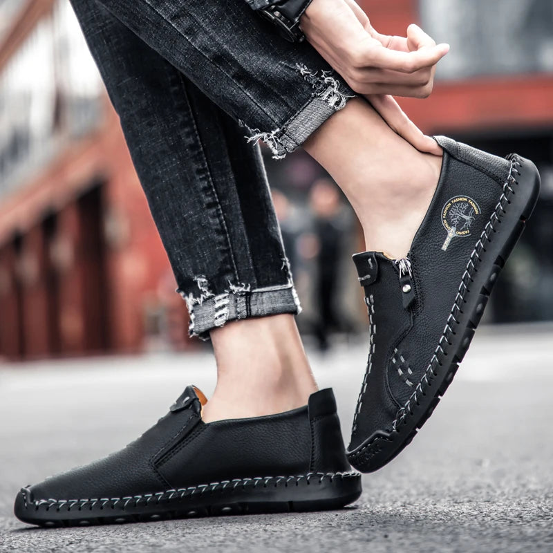 100% cowhide New large-sized men's boots Fashionable casual thick-soled breathable men's shoes Outdoor sports Chelsea boots - Sun Studio