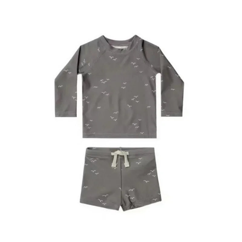 Korean Style Summer Baby Boy's Swimwear Sets Long Sleeve Round Collar Sunscreen Swimsuit+Swimming Trunks Seaside Vacation E6928 - Sun Studio