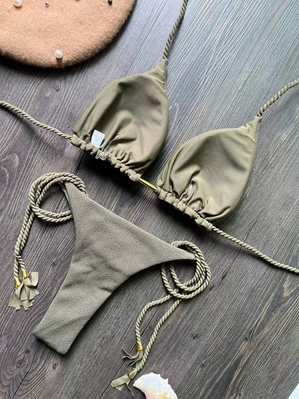 Sexy solid color women's bikini set summer swimsuit two-piece set beach Swimwear bikinis - Sun Studio