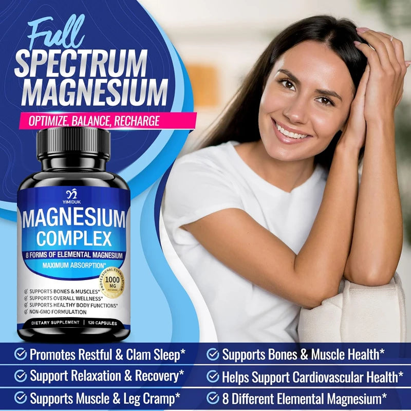 Magnesium Supplements, with Magnesium Glycinate, Magnesium Oxide, Support Stress Relief, Sleep, Heart Health, Nerves, Muscles - Sun Studio
