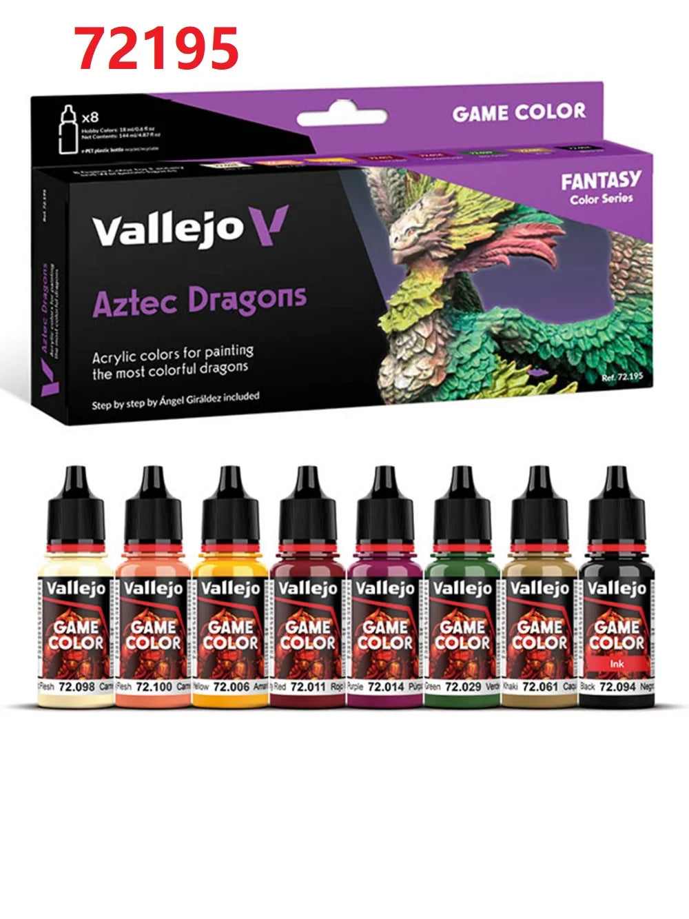 Spani AV vallejo model environmentally friendly water-based Acrylic painti set 8 * 17ml non metallic/game color wash acrylic set - Sun Studio