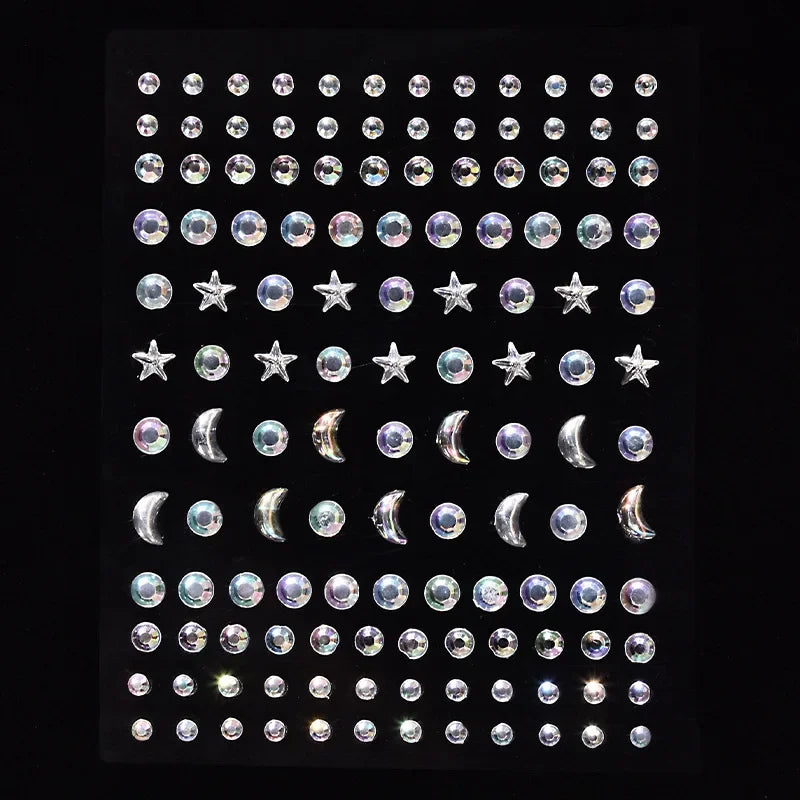 1 Pc Disposable Tattoo Stickers Face Jewelry Color Crystal Diamond DIY Eyes Face Body Waterproof Makeup Decorations Rhinestones - Sun Studio